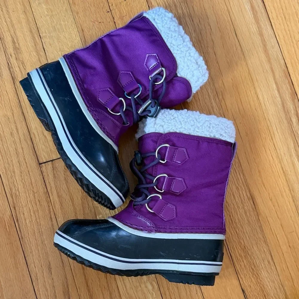 Girls Sorel Yoot Pac Duck Snow Waterproof Rubber Winter Boots Purple Warm-Size1